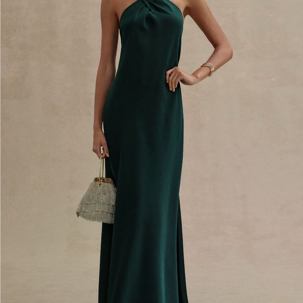 BHLDN Ruby Twist Halter Satin Gown Size 6